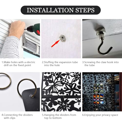 Room Divider, Portable Room Partition for Room Separator, Living Room Bedroom Dining Room 16 PCS, Black