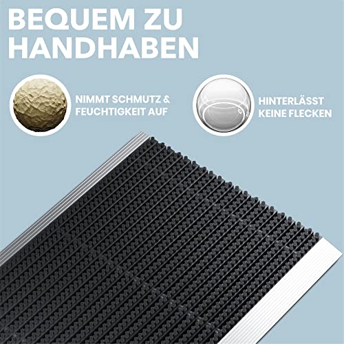 WEST & EAST Outdoor Aluminium Doormat with Brushes Black, Dirt-trapping Mat 80 x 50 cm, Outdoor Doormat, Outdoor Aluminium Doormat, House Entranc
