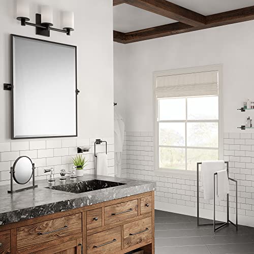 Gatco 4056MX Elevate Bathroom 8mm Tempered Glass Shelf, Matte Black, 20.13"