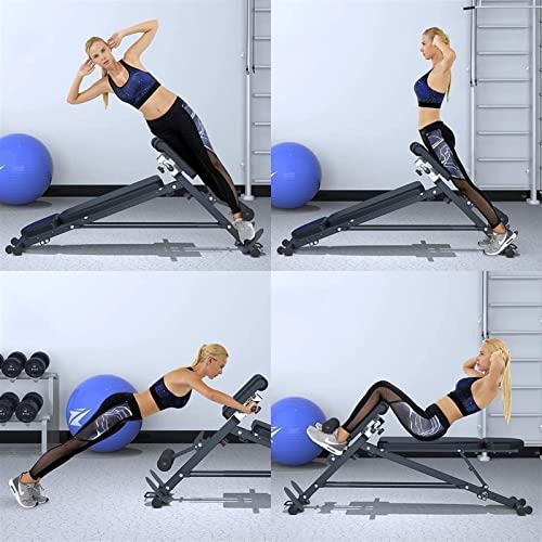 Push Up Bar Stands Adjustable Ab Bench Multi-Workout Sit Up Bench Hyper Back Extension Abdominal Weight Bench With Flat/Decline/Sit Up For Commer