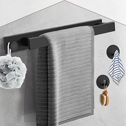 Self Adhesive Towel Rail Set, HOMGEN Popular 40cm Black Towel Rail 304 Stainless Steel No Drilling Towel Holders Towel Rack Kit Bathroom Towel Ra