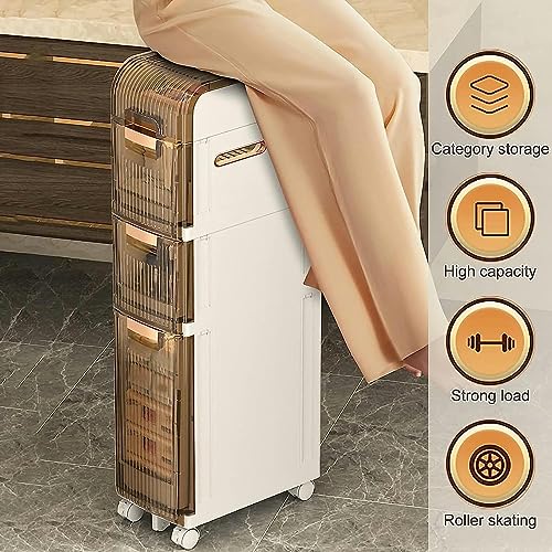 Bathroom Storage Cabinet for Small Spaces, 3/4/5 Drawer Narrow Bathroom Floor Cabinet Strong Frame Home Storage Container Tower, Large Capacity S