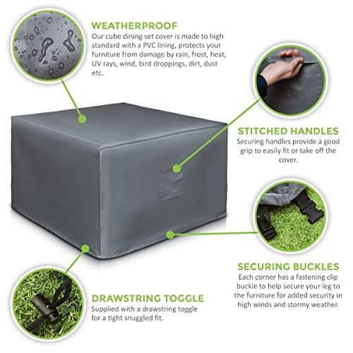 Duffy Heavy Duty Waterproof Rattan Cube Set Cover with PVC Lining, Eyelets and Drawstring - Designed to fit Rattan Garden Furniture Rain Cube Set