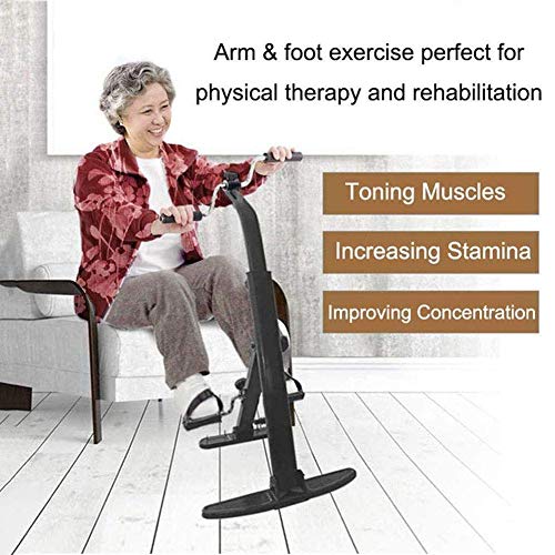 LUNEZY Elderly Folding Pedal Exerciser Under Desk Fitness Rehab Equipment Seniors Folding Mini Stationary Bike Peddler Upper And Lower Limbs Reha