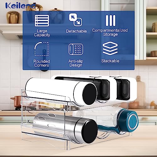keilend 4 Pack Water Bottle Storage Organizer Rack, Water Bottle Storage Holder for Cupboard and Pantry Storage, Stackable Bottle Stand for Drink