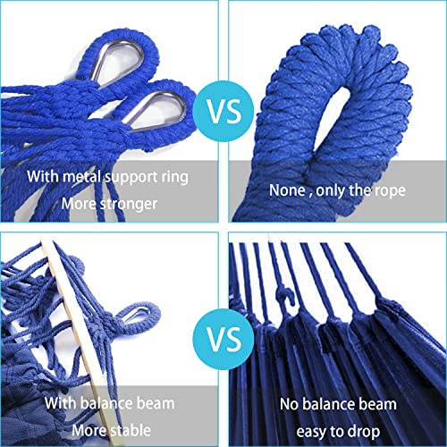 TSKDKIT Double Hammock with Strap 280 x 150cm Durable Canvas Hammock Camping Wide Hammock Bed Garden Hammock with Spreader Bars, Comfortable Hamm