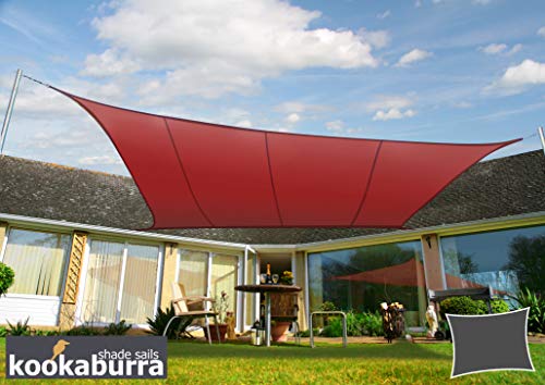 Kookaburra Waterproof Garden Sun Shade Sail Canopy in Marsala Red 98% UV Block (4m x 3m Rectangle)