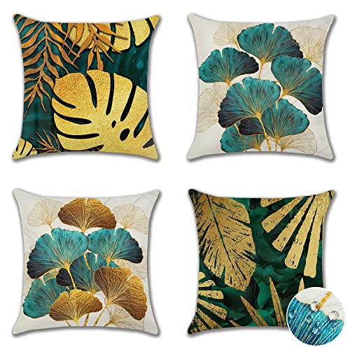 Ohok Outdoor Waterproof Cushion Covers 45x45 cm Pack of 4 Decorative Throw Cushion Covers Cushion Case for Sofa Couch Bed Living Room Indoor Outd