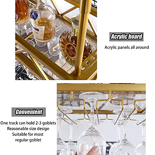 Hanging Wine Rack With Glass Rack and Shelf, Adjustable Metal Ceiling Wine Glass Rack, Kitchen, Restaurant and Bar Decoration, Length 60/80/100/1