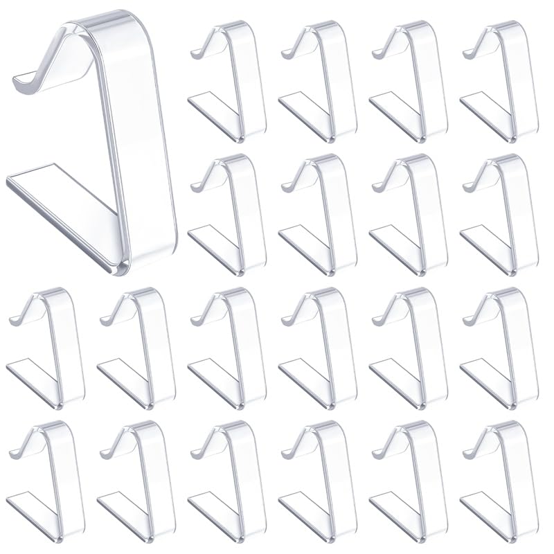 FRIUSATE 20Pcs Plastic Tablecloth Clips Transparent Table Cloth Clip Clear Tablecloth Weight for Outdoor Picnic Tables Table Cloth Holder Table C