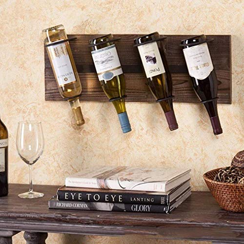 EYLINK Wine Racks,Modern Wall-Mounted 4 Bottles Metal Storage Box Hanging Bottle Rack Floating Kitchen Restaurant Bar Retro Decoration Display