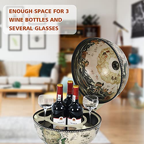 GiantexUK Tabletop Globe Shaped Wine Stand, Mini Wooden Wine Beverage Bottle Holder, Bar Storage Cabinet for kitchen, Dining Room and Living Room