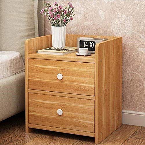JYDQM Double Drawer Design Bedroom Bedside Table, Simple Bedside Table Bedroom Wooden Locker