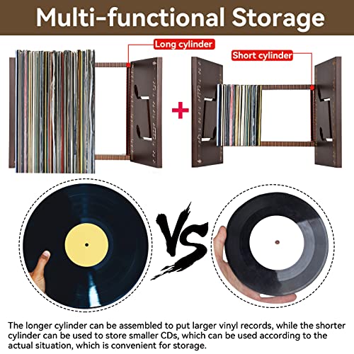 TUUGOTOUU Vinyl record storage holder Bamboo Record display stand Store and display up to 50 7"-12" LP albums DVDs or CDs Display Shelf suitable