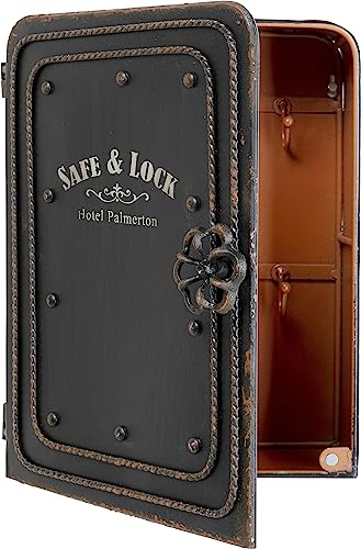 Kare Design Key Box Safe, grey, 31x24x13cm, steel, key cabinet with 6 hooks