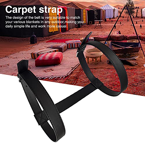 EKDJKK Portable PU Leather Outdoor Picnic Blanket Carry Strap for Camping, Festivals, Picnics, Motorcycle Bedroll Straps(Black)