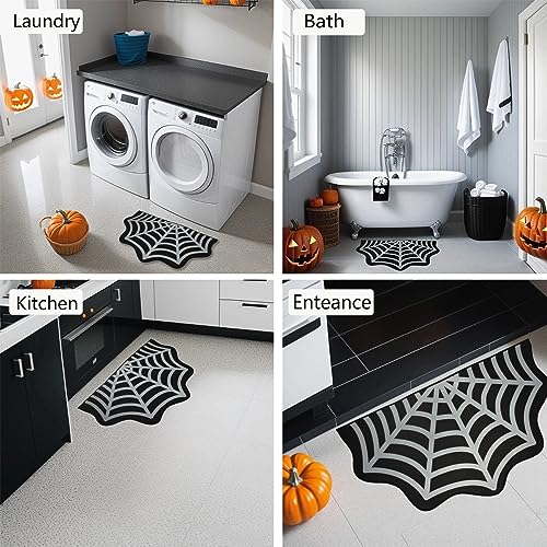 Casasphere Halloween Small Spider Web Rug, 31.5"×20" Rugs Spider Web Halloween Decor for Bedroom Living Room, Dirt Resist Washable Kitchen Rug, L