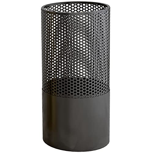 FBITE Umbrella Stands,Round Metal Mesh Umbrella Bucket with Hooks, Hollow Out Storage Rack for Canes Walking Sticks Umbrellas, Patio Home Front D