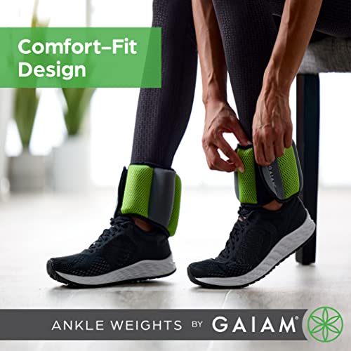 Gaiam Ankle Weights Strength Training Weight Sets For Women & Men With Adjustable Straps - Walking, Running, Pilates, Yoga, Dance, Aerobics, Card
