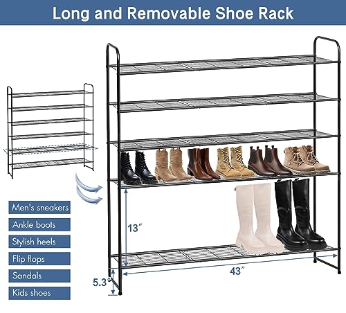 KEETDY Large Shoe Rack 6 Tier Organizer Tall Metal Shoe Organizer for Entryway Bedroom Floor Garage, Wide Shoe Shelf Storage Fits 42 Pairs Men Sn