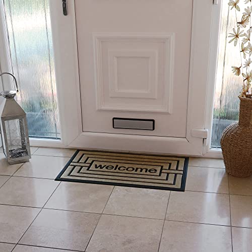 JVL Vienna Rubber Backed Scraper Doormat, 45x75cm, Welcome