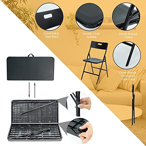 QINAIDI 5Pcs Folding Table and Chair Set, Lightweight Folded Self-driving Tour Table & Chairs, Easy to Store, for Camping Picnic Garden BBQ