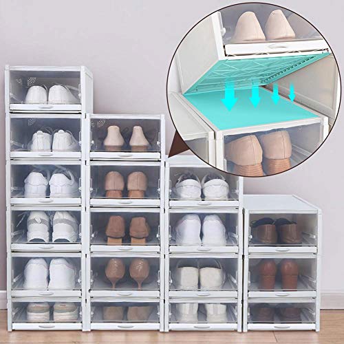 SDFGH Shoes Rack Plastic Foldable Stackable Shoes Boxes Shoebox Shoe Organizer for High Heels Sports Shoes Storage Drawers