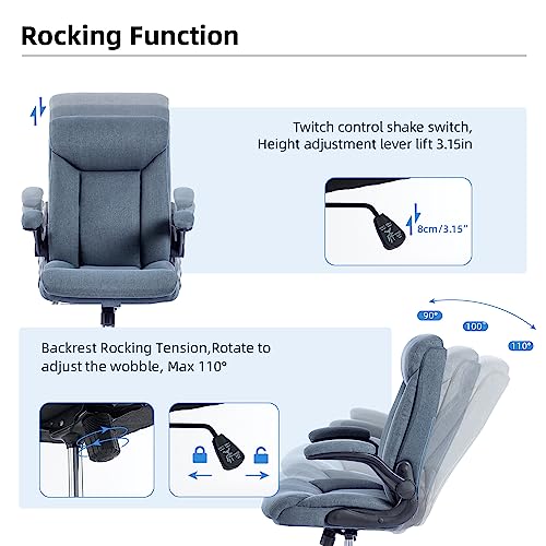MZLEE Executive Office Chair, Ergonomic Computer Desk Chair Swivel Work Chair with Flip-up Armrest, Adjustable Height, Comfortable for Office Hom