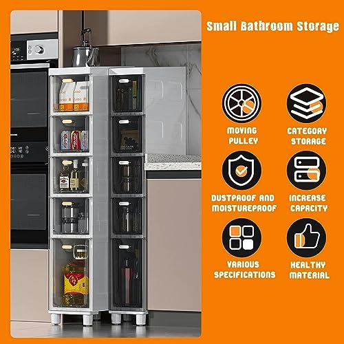 OPSREY 3/4/5-Drawer Mobile Storage Cabinet, Bathroom Storage Cabinet for Small Spaces, Over The Toilet Storage Cabinet for Skinny Bathroom Storag