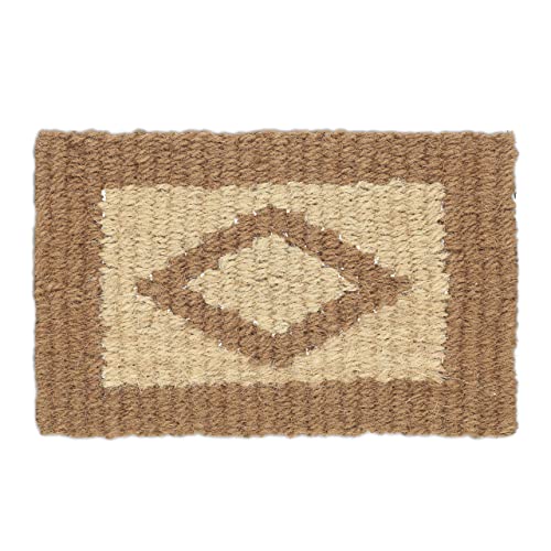 Relaxdays Jute Doormat, 60x40 cm, Durable, Handwoven, Mat for Indoor & Outdoor Use, Diamond Pattern, Brown/Cream, Design F