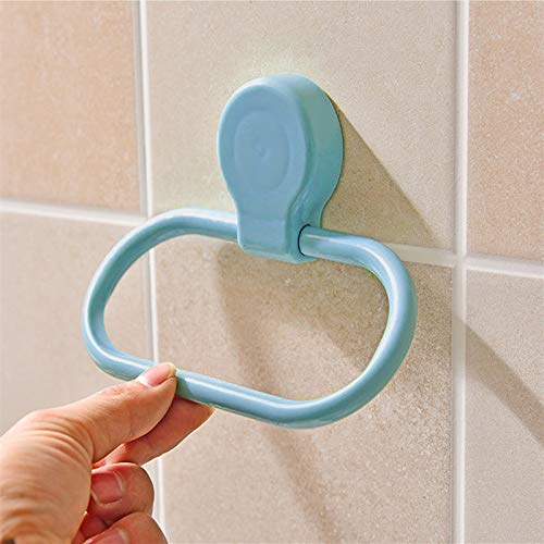 IKAAR Towel Holder Towel Ring Wall Mounted Bathroom Towel Holder Nail Free Self Adhesive Towel Holder Stick on Wall Hand Towel Holder Blue