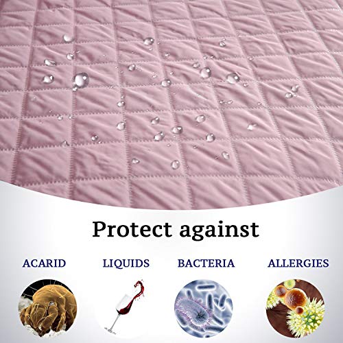 PETCUTE Sofa cover waterproof sofa slipcovers Anti Slip armchair covers Quilted Couch Slipcover Sofa Protector for dog pets Pink 2 Seater