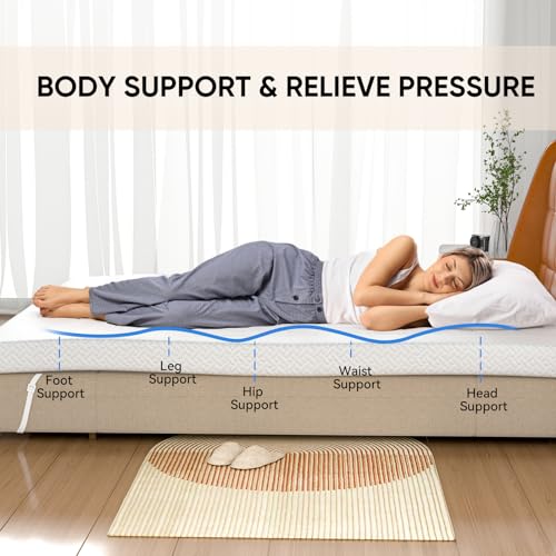 Memory Foam Mattress Topper King Size, 3 Inch Gel-Infused Cooling Mattress Pad Cover for Back Pain,Bed Topper with Removable & Washable Bamboo Co