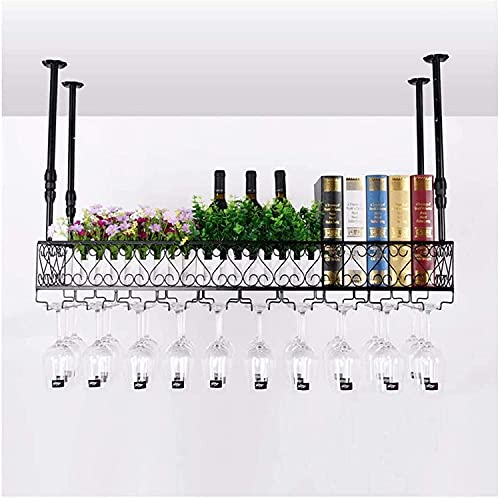 SUCHETA Hanging Wine Rack with Glass Holder and Shelf, Bar Wine Glass Rack, KTV Special Glass Rack, Goblet Rack, Hanging Cup Rack, Creative Wine