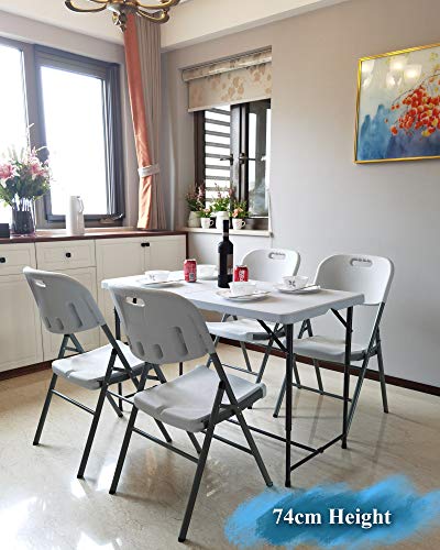 MQ Houseware 4ft Folding Table 3 Adjustable Heights Indoor & Outdoor for Camping Picnic Garden Kitchen Catering Party Market Event Buffet Dining