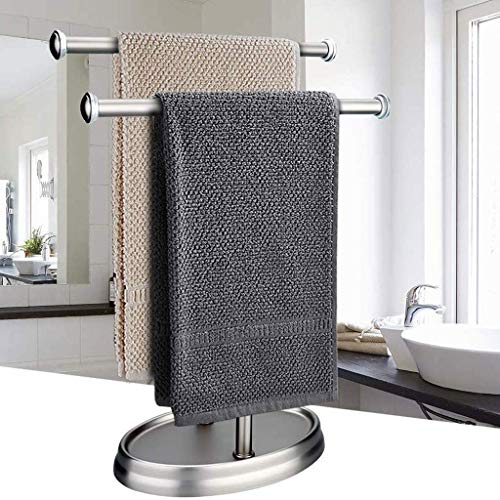 N/A Silver Hand Towel Holder, Free Standing Towel Rack, Stainless Steel Necklace Holder Jewelry Organizer Bracelet Display Stand