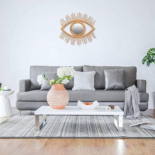 Rattan Mirror Frame Rattan Wall Mirror Frame Wall Hanging Decoration Eye Art Decor Pendant For Living Room Bedroom