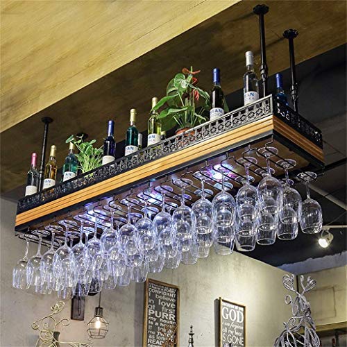 EYLINK Wine Racks,Wine Holder Solid Ceiling Hanging Mounted Wine Rack Neon Light Wine Glass Metal Wine Storage Display Stand