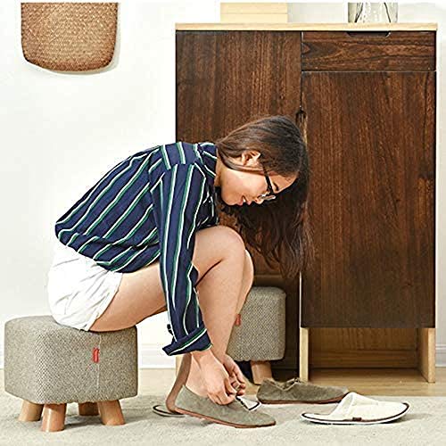 LHTCZZB Movable Removable and Washable Non-slip Load-bearing Stool Beech Wood + Cotton and Linen Low Stool Suitable for Adult Household Living Ro