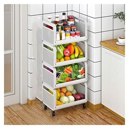 YXBDN Kitchen Spice Storage Rack 3/4 Tier floor Cutlery Rack for Bathroom Storage Rack Multifunctional Trolley (Color : B, Size : 97.5cm*40cm)