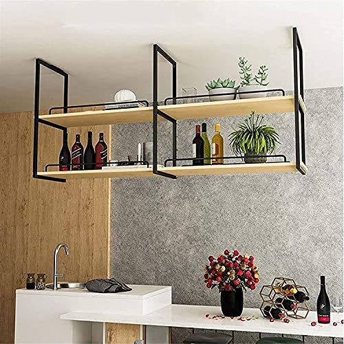 EYLINK Wine Rack Ceiling Wine Rack European Wall Mounted Plant Stands Hanging Wine Glass Holder Kitchen Restaurant Bar Wall Shelf Floating Shelve