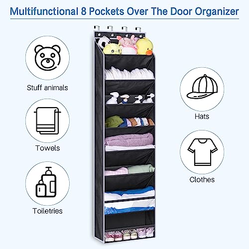 KEETDY Over the Door Shoe Organizer with 8 Deep Pockets, 6 Tilting Pockets and 2 Three-dimensional Pockets Shoe Holder for Narrow Door Shoe Stora