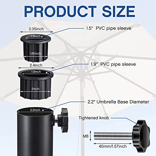 HOUSON Parasol Reducer Rings, Parasol Stand Adapter Replacement Parts with 40mm Threaded Screw for Parasol Ground Sockets