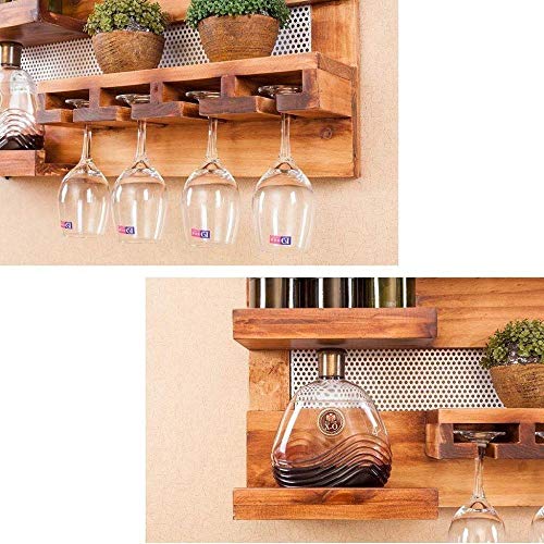 NEOCHY Wine Rack Modern Wall-Mounted Living Room Kitchen Bar Retro Decorative Wine Bottle Storage Rack Goblet Hanging