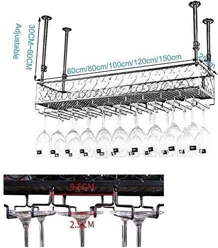 SUCHETA Hanging Wine Rack with Glass Holder and Shelf, Wine Lovers Bar Furniture& Metal Wine Racks Wall Shelf For Bar/Wine Bottle Holder Wall Han
