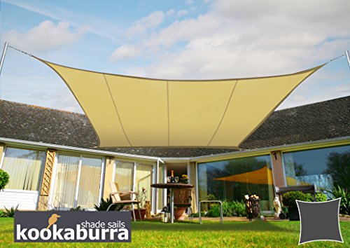 Primrose Kookaburra Waterproof Garden Sun Shade Sail Canopy in Sand 98% UV Block (3.6m Square)