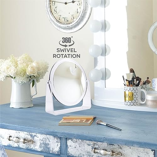 Makeup Mirror Double Sided Anti Fog Bedroom Mirror Shaving Desk 360° Rotation Dressing Table Vanity Hand Magnifying Mirror Demister Bathroom Mirr
