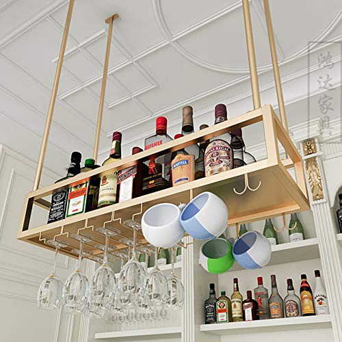 EMISOO Wine Rack Wall Mounted - 3 Packs Wine Glass Holder, Ceiling Hanging Wine Bottle Holder, Simple Style Ceiling Decoration Shelf for Bars, Re