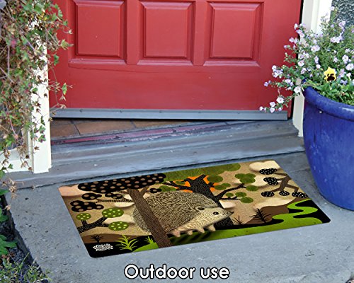 Toland Home Garden Happy Hedgehog 18 x 30 Inch Decorative Cute Floor Mat Animal Forest Doormat