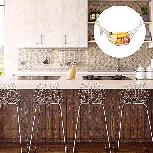 KINBOM 23.6inch Hanging Fruit Hammock with 2pcs Screw Hooks, Hammock Fruit Holde, 100% Cotton Handmade Woven Space-Saving Fruit Veggie Hammock un